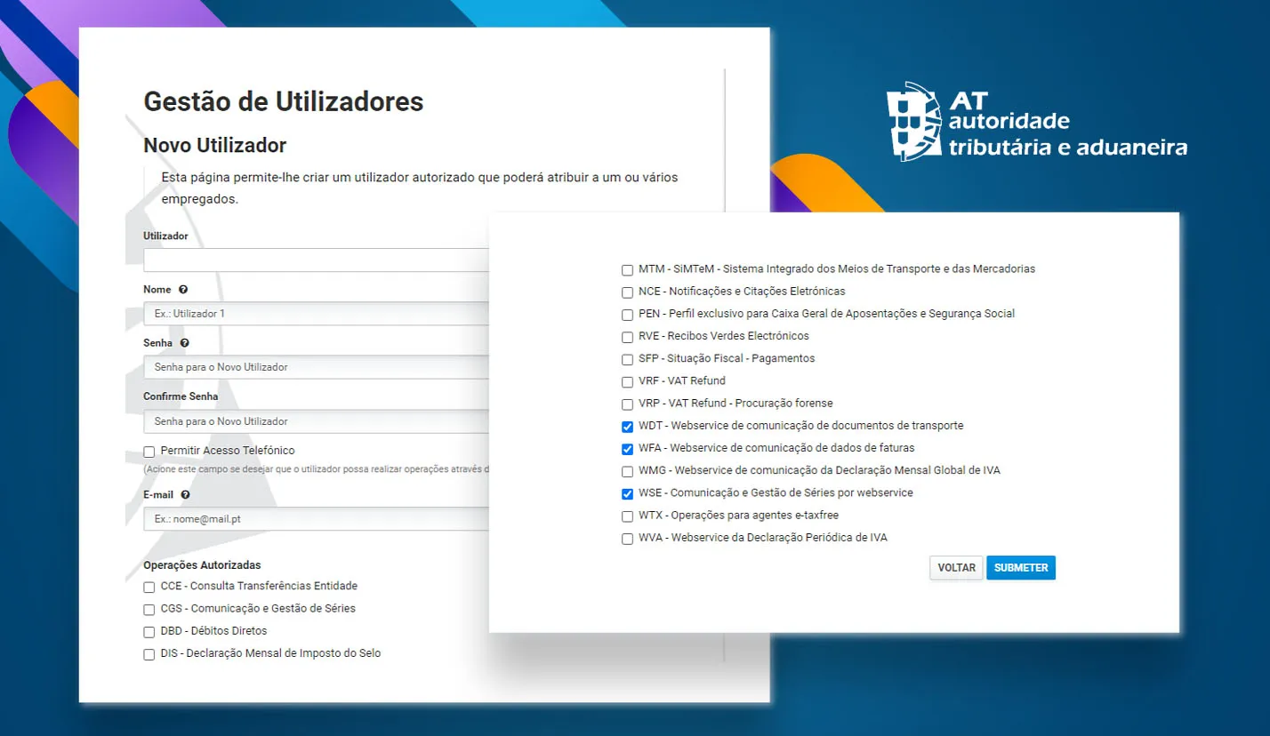 Como criar um utilizador de comunicação de documentos à AT