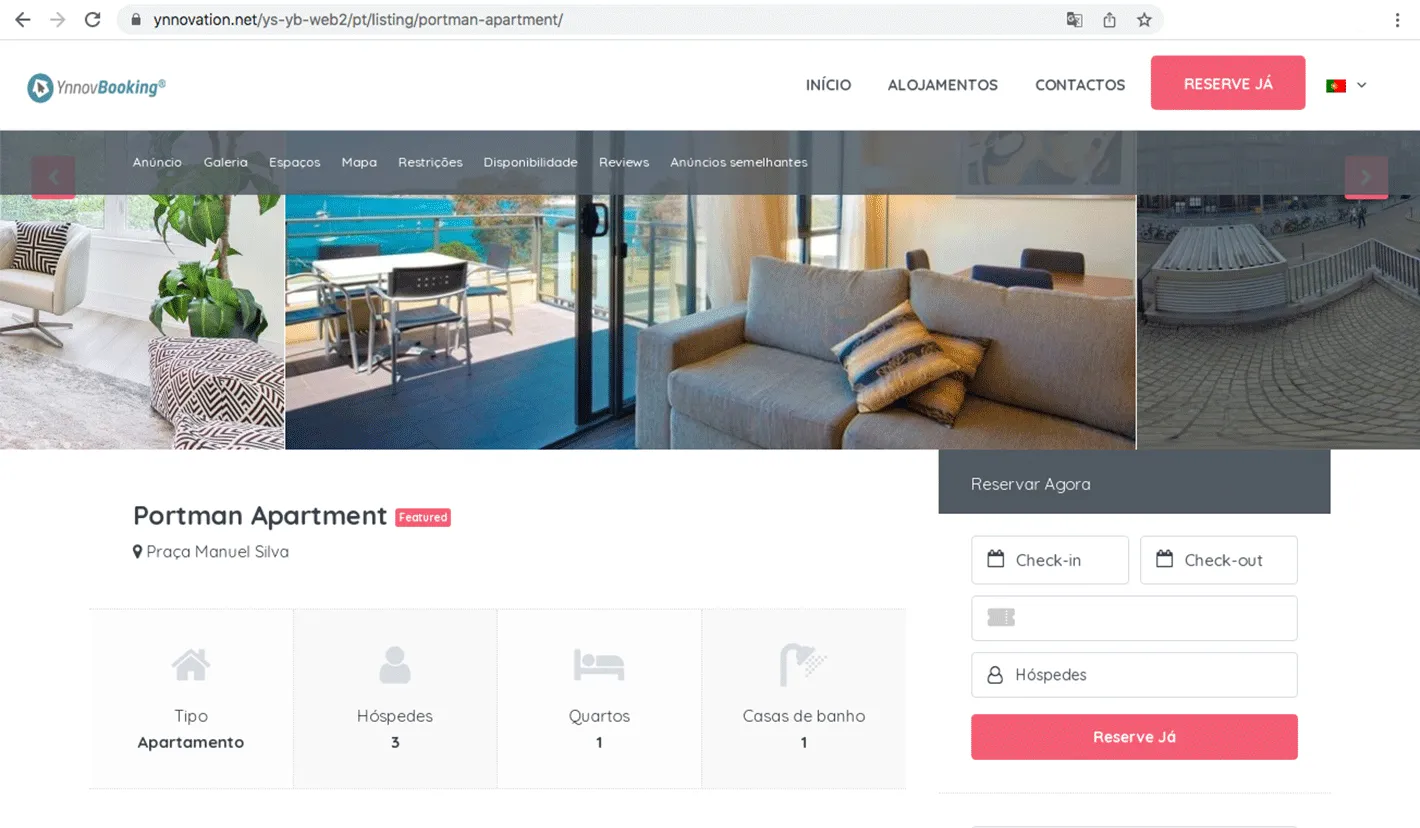 Detalhe do website modelo da Ynnov